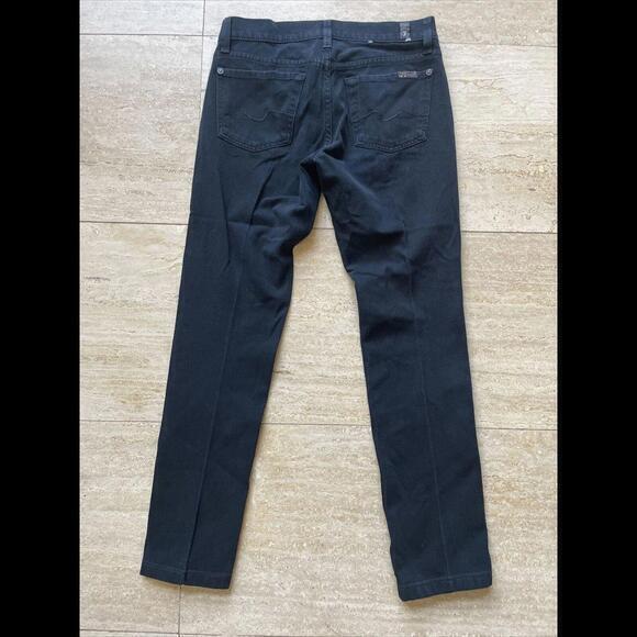 7 For All Mankind Jeans Roxanne Black Denim women size 25‎ Made in USA Low Rise - Picture 5 of 5